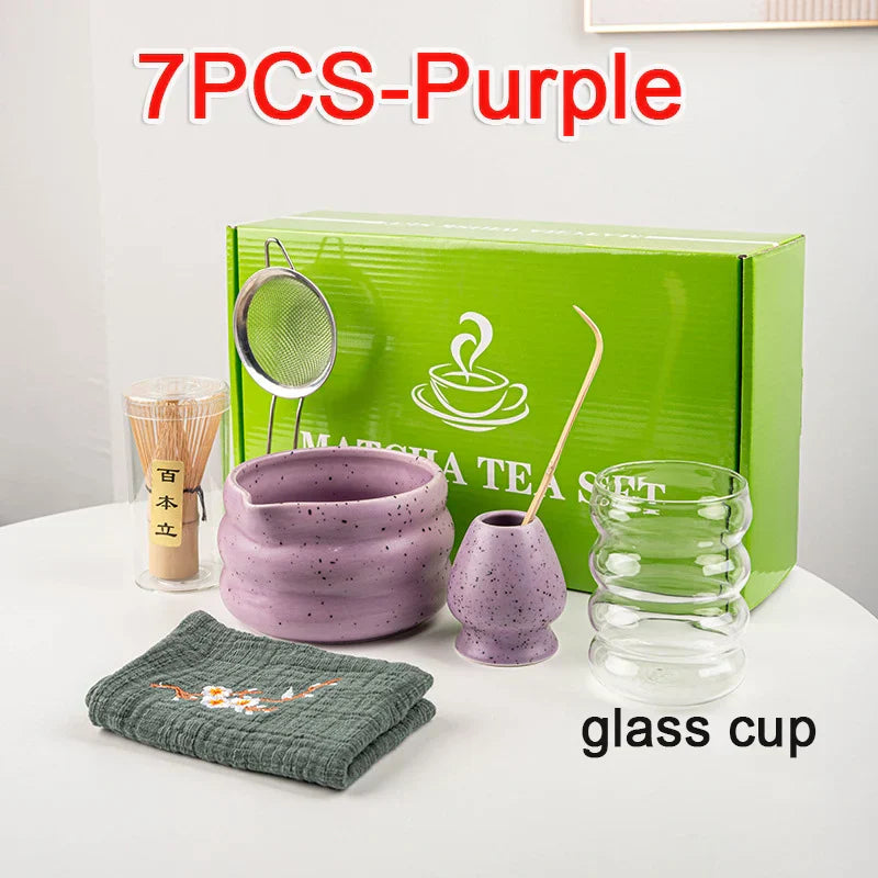 Variant image for 7-teiliges Matcha Tee Set aus Bambus und Keramik – Authentisches Teeerlebnis für Teeliebhaber-2