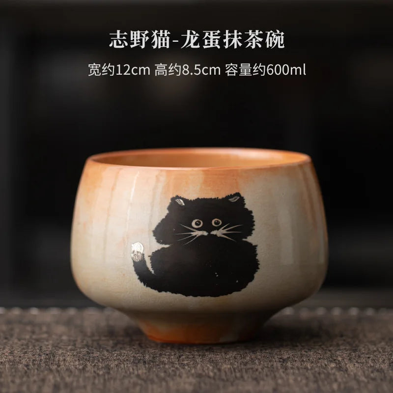 Matcha Set mit Katzen-Design – 4-teiliges Matcha Tee Set mit Bambus-Schneebesen und Keramikschale, ideal zum Matcha Set kaufen 1