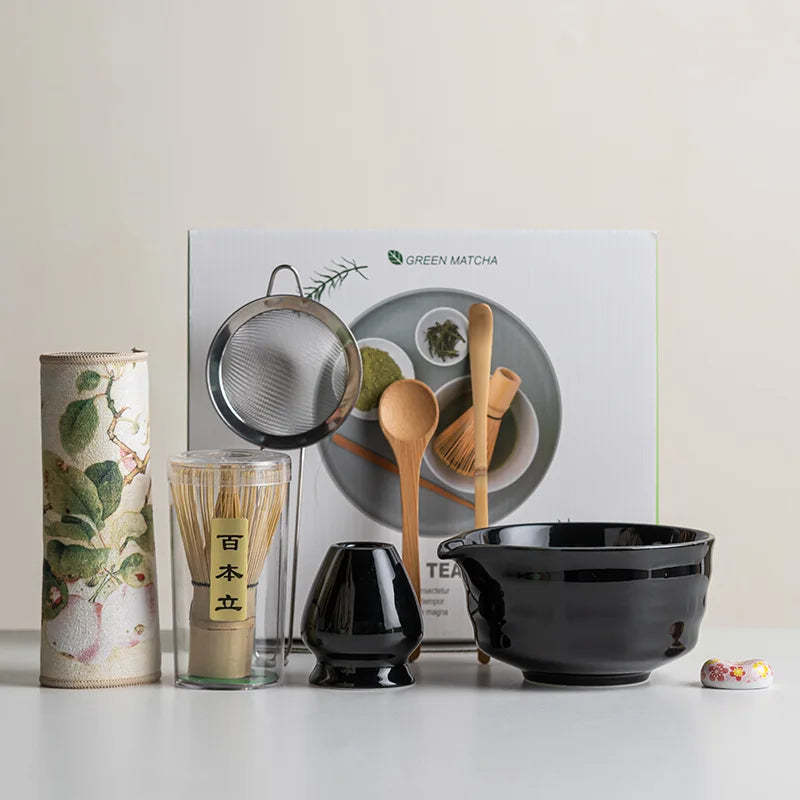 8-teiliges Matcha Set im Sakura Design – Keramikschale, Bambusbesen und Frother für perfekte Teezeremonien 3