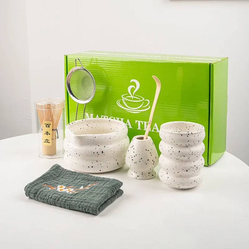 7-teiliges Matcha Tee Set aus Bambus und Keramik – Authentisches Teeerlebnis für Teeliebhaber 2