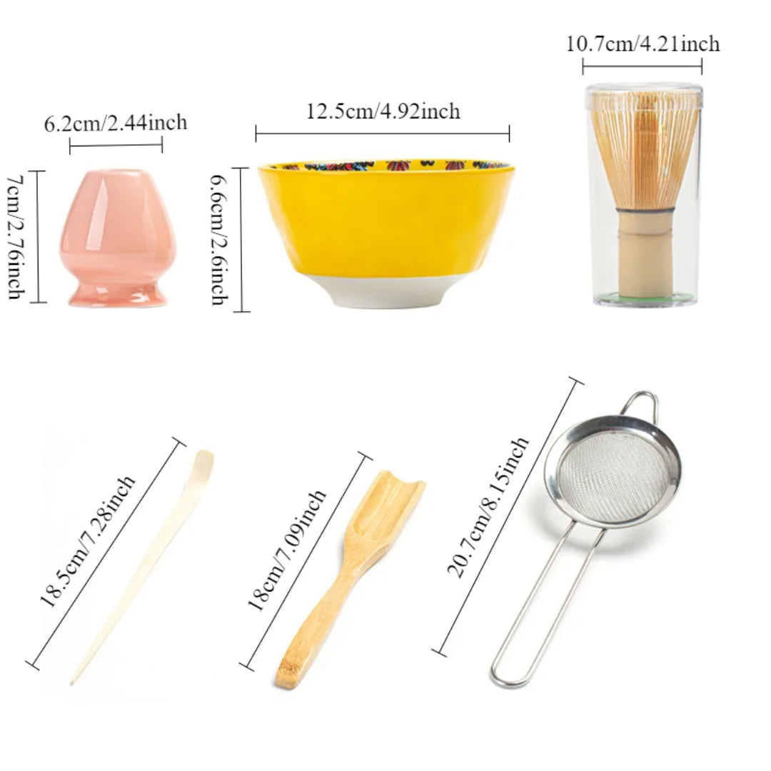 6-teiliges Matcha-Tee-Set aus Keramik und Bambus – Perfekte Zubereitung für Tee-Liebhaber als Tee Geschenkset 4
