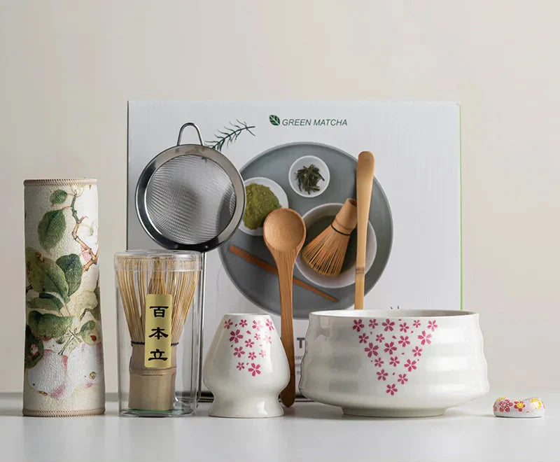 Variant image for 8-teiliges Matcha Set im Sakura Design – Keramikschale, Bambusbesen und Frother für perfekte Teezeremonien-3