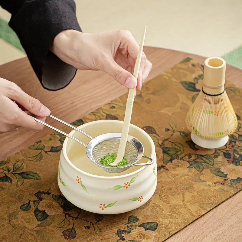 Keramik Matcha Tee Set mit Kirschblüten – Traditionelles Japanisches Design, Ideal als Tee Geschenkset oder Tee Set Geschenk 5