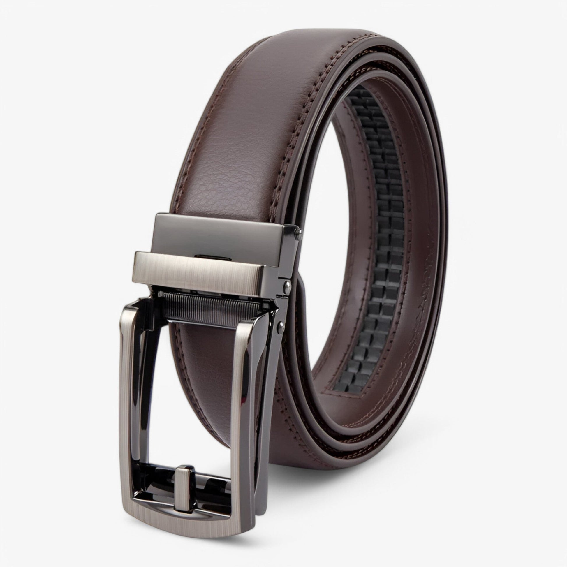 Doppelschicht PU-Ledergürtel Herren – Schwarzer Leder-Gürtel mit Eleganter Legierungsschnalle für Formelle und Lässige Anlässe-4