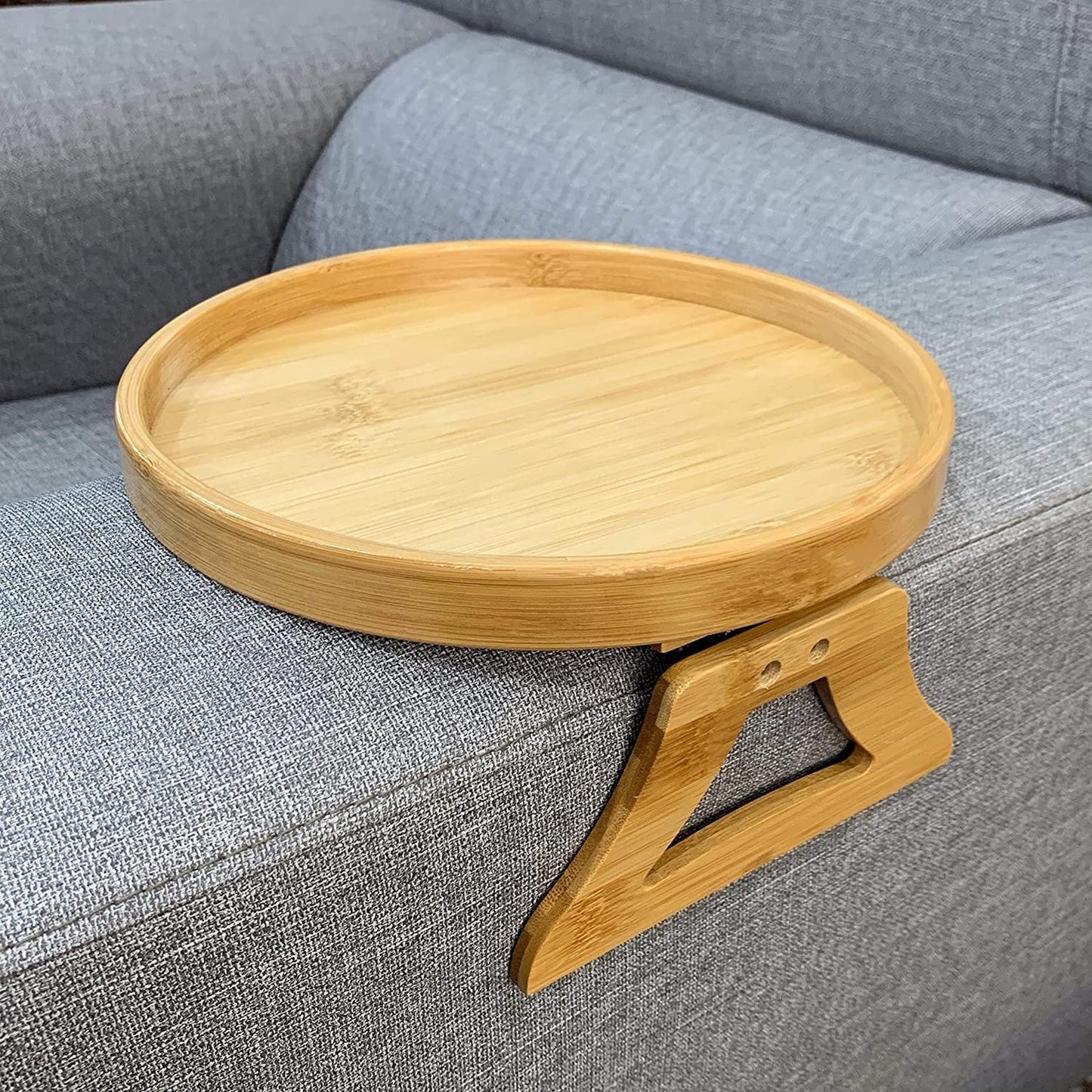 Bambus-Sofa-Armlehnen-Clip-on-rundes Tablett