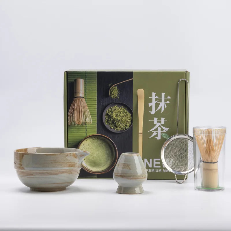 5-teiliges Matcha Set aus Ungiftiger Keramik – Inkl. Bambusbesen, Schüssel, Tee-Scoop und Sifter für Perfekte Teezubereitung 3