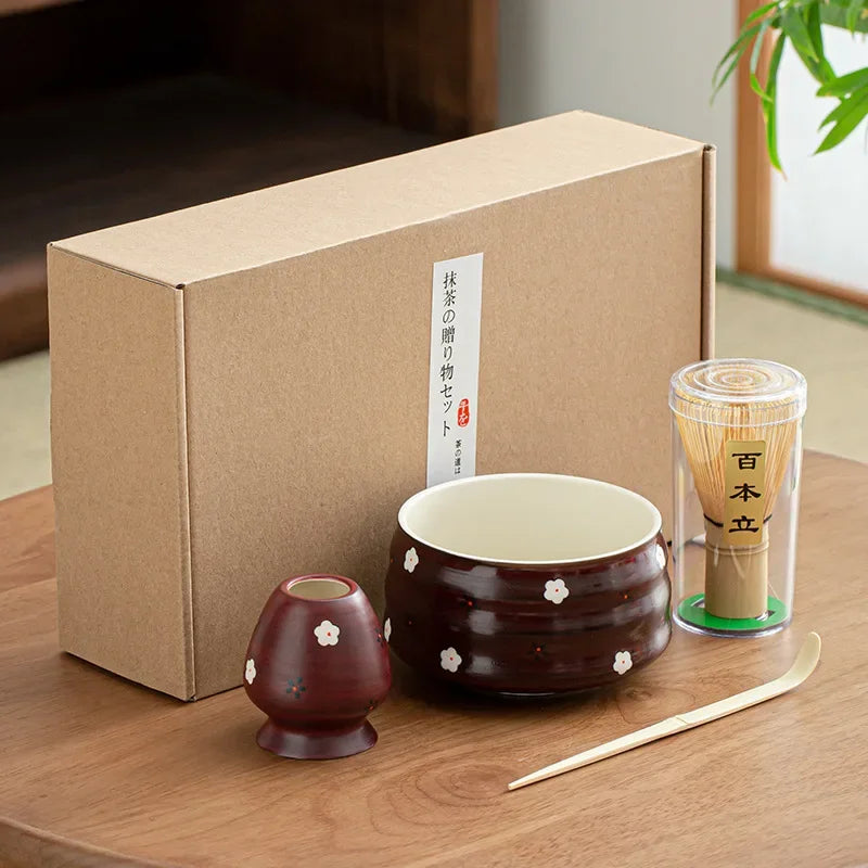 Keramik Matcha Tee Set mit Kirschblüten – Traditionelles Japanisches Design, Ideal als Tee Geschenkset oder Tee Set Geschenk 2