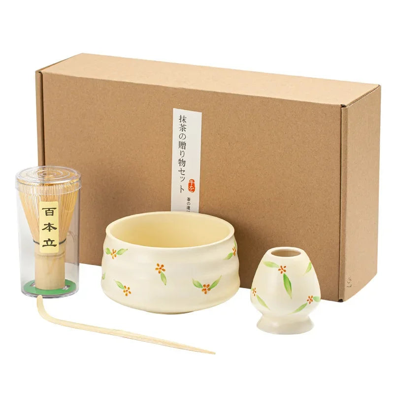 Keramik Matcha Tee Set mit Kirschblüten – Traditionelles Japanisches Design, Ideal als Tee Geschenkset oder Tee Set Geschenk 6
