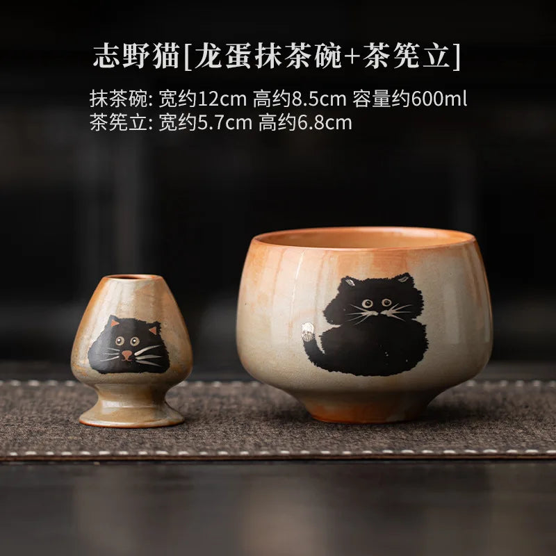 Variant image for Matcha Set mit Katzen-Design – 4-teiliges Matcha Tee Set mit Bambus-Schneebesen und Keramikschale, ideal zum Matcha Set kaufen-4