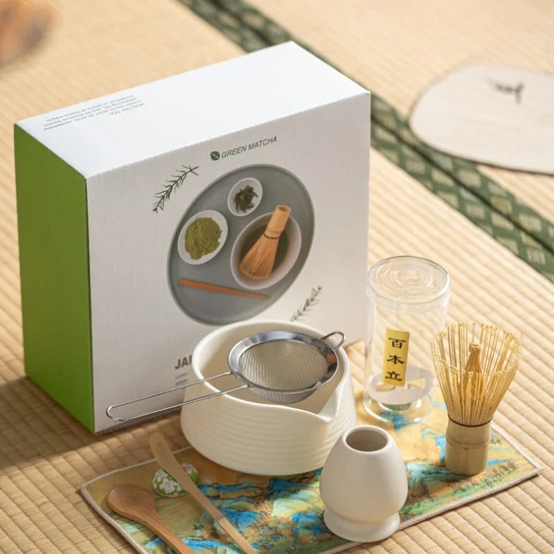 Exquisites 4-teiliges Matcha Tee Set aus handbemalter Keramik – Ideal als Tee Geschenkset für Teezeremonien 2