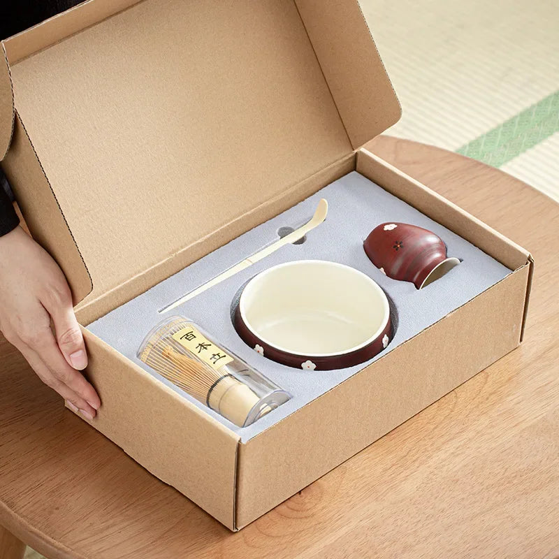 Keramik Matcha Tee Set mit Kirschblüten – Traditionelles Japanisches Design, Ideal als Tee Geschenkset oder Tee Set Geschenk 3