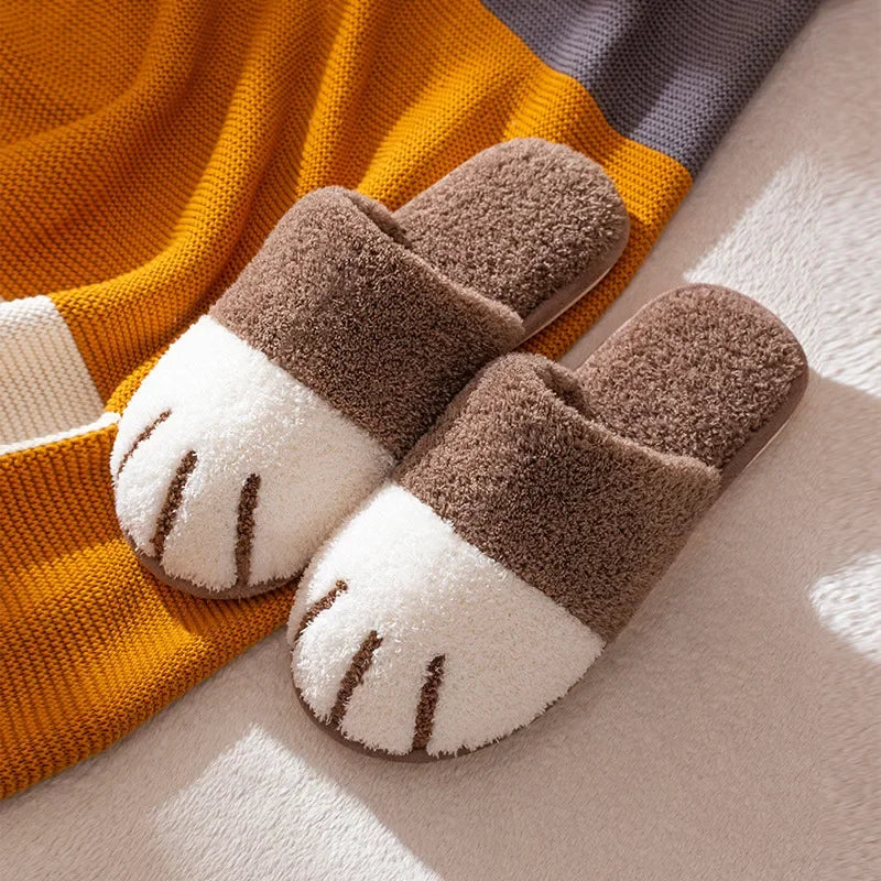 Bequeme Plüsch-Hausschuhe für Damen mit Katzenpfoten-Design