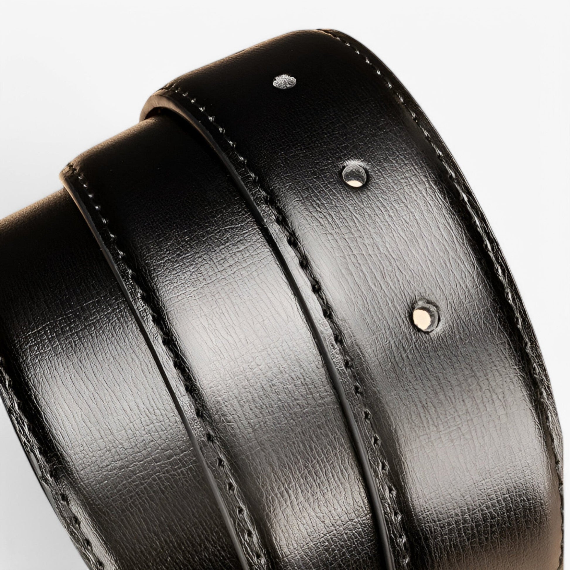 Eleganter Schwarzer Ledergürtel Herren aus PU-Leder mit 7 Verstellbaren Löchern und Zinklegierungsschnalle-3