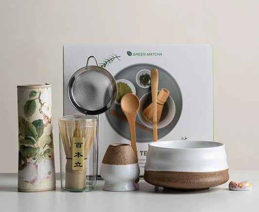 8-teiliges Matcha Set im Sakura Design – Keramikschale, Bambusbesen und Frother für perfekte Teezeremonien 1
