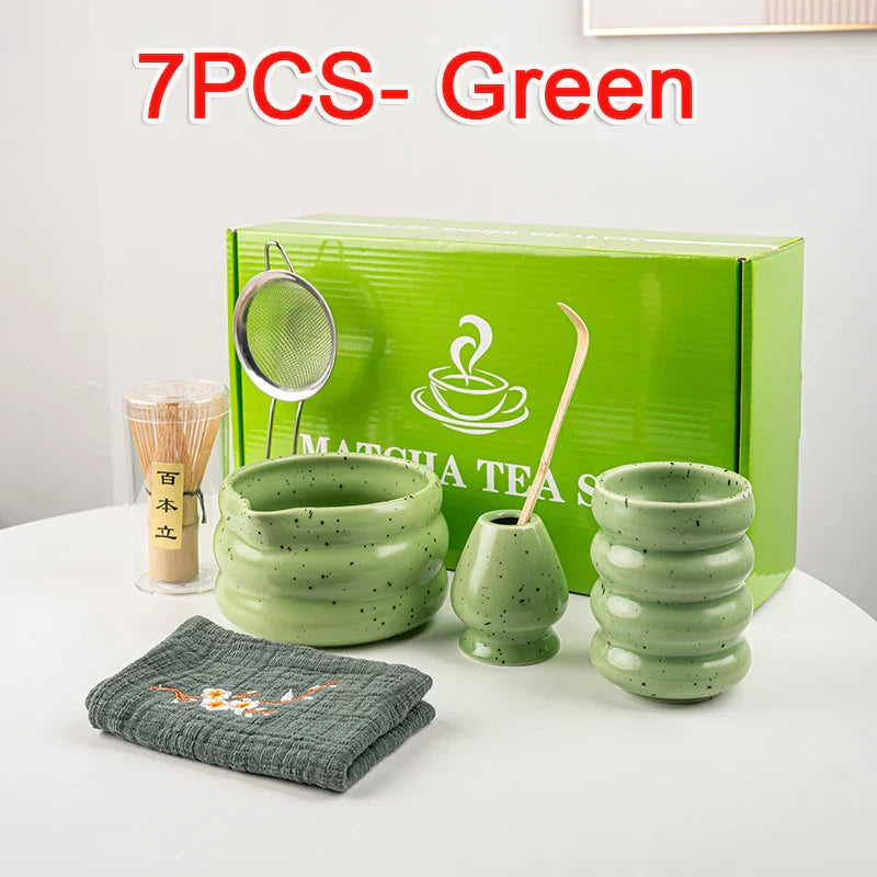 Variant image for 7-teiliges Matcha Tee Set aus Bambus und Keramik – Authentisches Teeerlebnis für Teeliebhaber-4