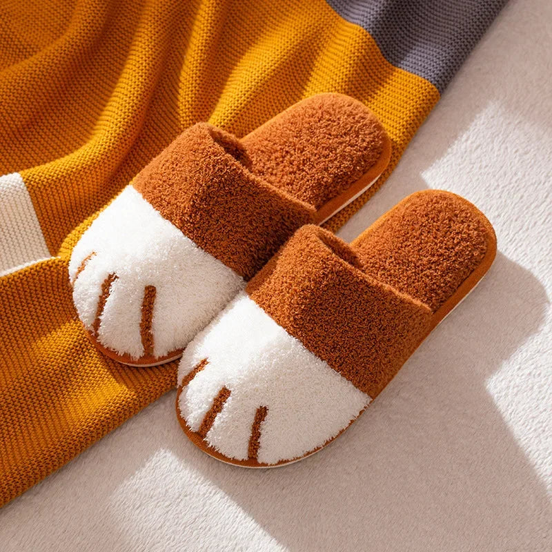 Bequeme Plüsch-Hausschuhe für Damen mit Katzenpfoten-Design