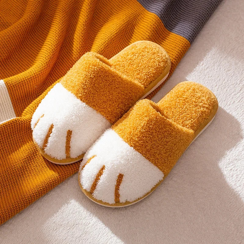 Bequeme Plüsch-Hausschuhe für Damen mit Katzenpfoten-Design