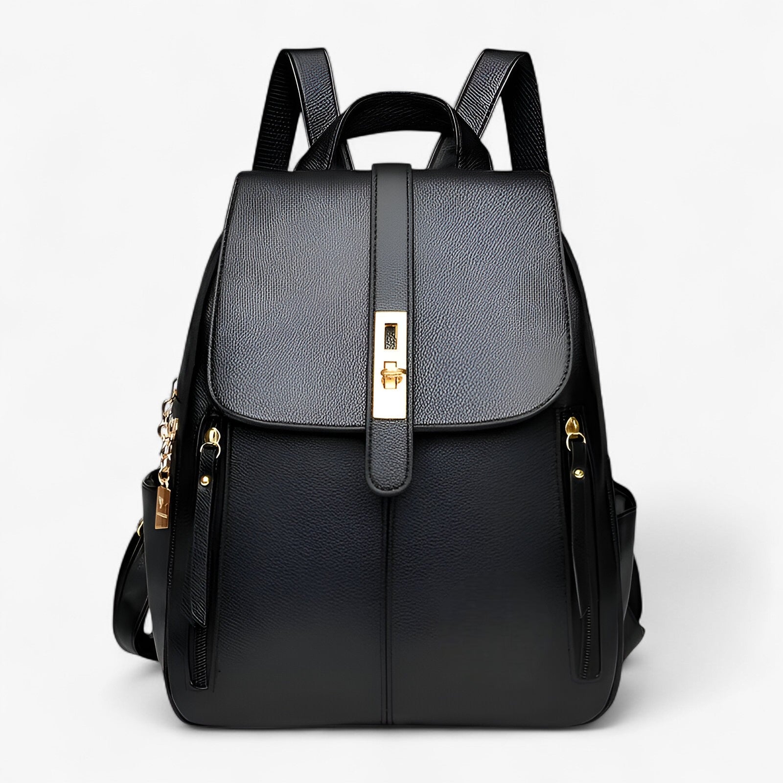 Eleganter Lederrucksack für Damen – Modern und Geräumig, Ideal für Alltag und Reisen, Verstellbare Schultergurte, Schwarz/Braun 1