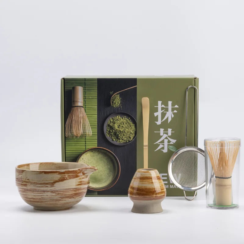 5-teiliges Matcha Set aus Ungiftiger Keramik – Inkl. Bambusbesen, Schüssel, Tee-Scoop und Sifter für Perfekte Teezubereitung 2