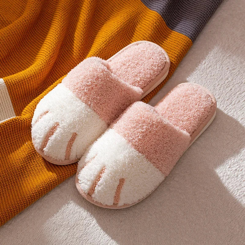 Bequeme Plüsch-Hausschuhe für Damen mit Katzenpfoten-Design