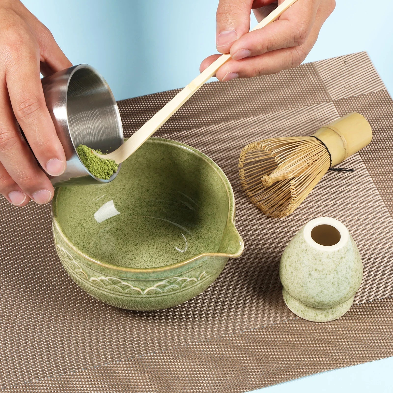 5-teiliges Matcha Set mit Keramikschale, Bambus-Schneebesen und Zubehör – Ideal für Matcha Tee Zubereitung 2
