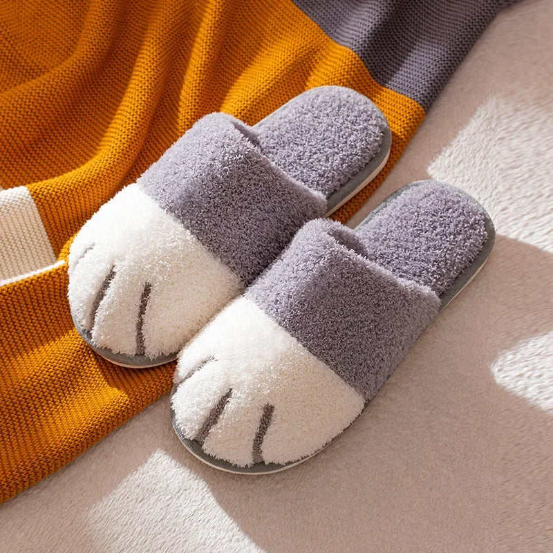 Bequeme Plüsch-Hausschuhe für Damen mit Katzenpfoten-Design