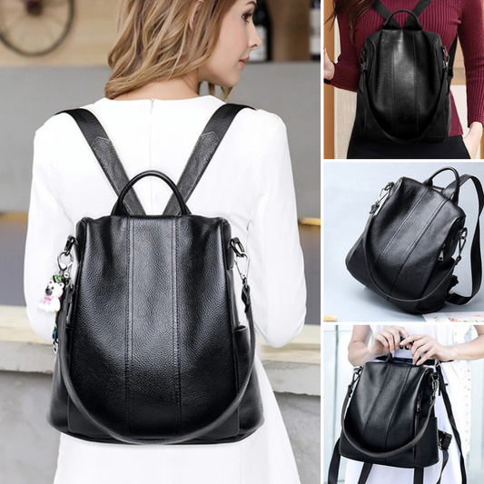 Diebstahlsicherer Rucksack Damen aus Leder – Wasserdicht, Verstellbare Riemen, Vielseitig als Handtasche und Umhängetasche nutzbar 1