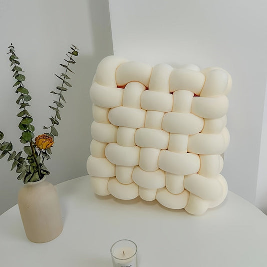 Weiches Quadratisches Plüsch-Knoten-Kissen – Handgewebt für Eleganten Wohnkomfort, 30x33cm 1