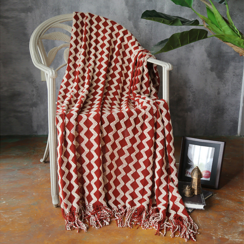 Zig Zag Fringe Chenille Blankek