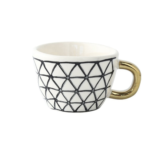 GildedGeometry - Geometrischer Becher mit Goldenem Henkel