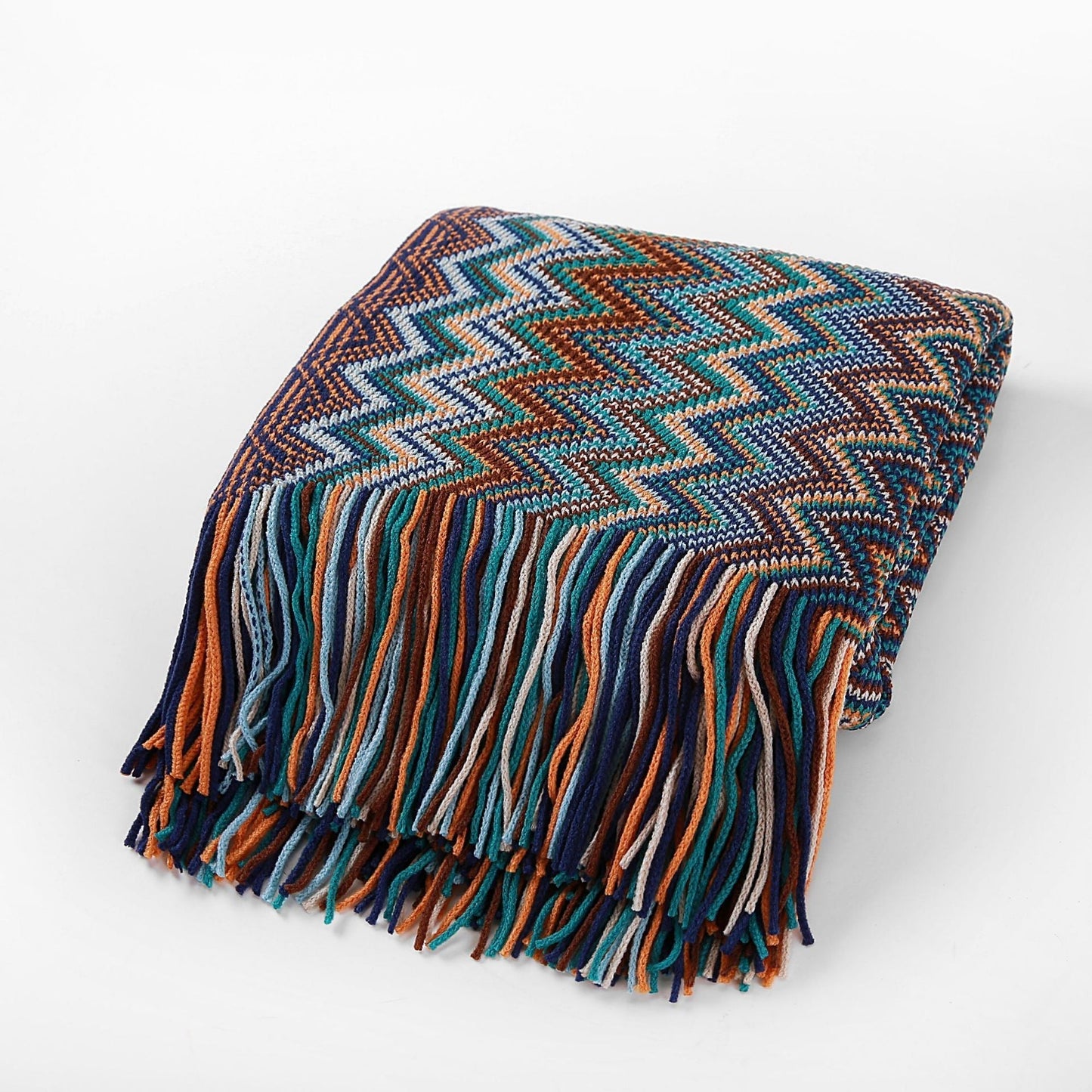 Bohemian Strickdecke mit Streifen