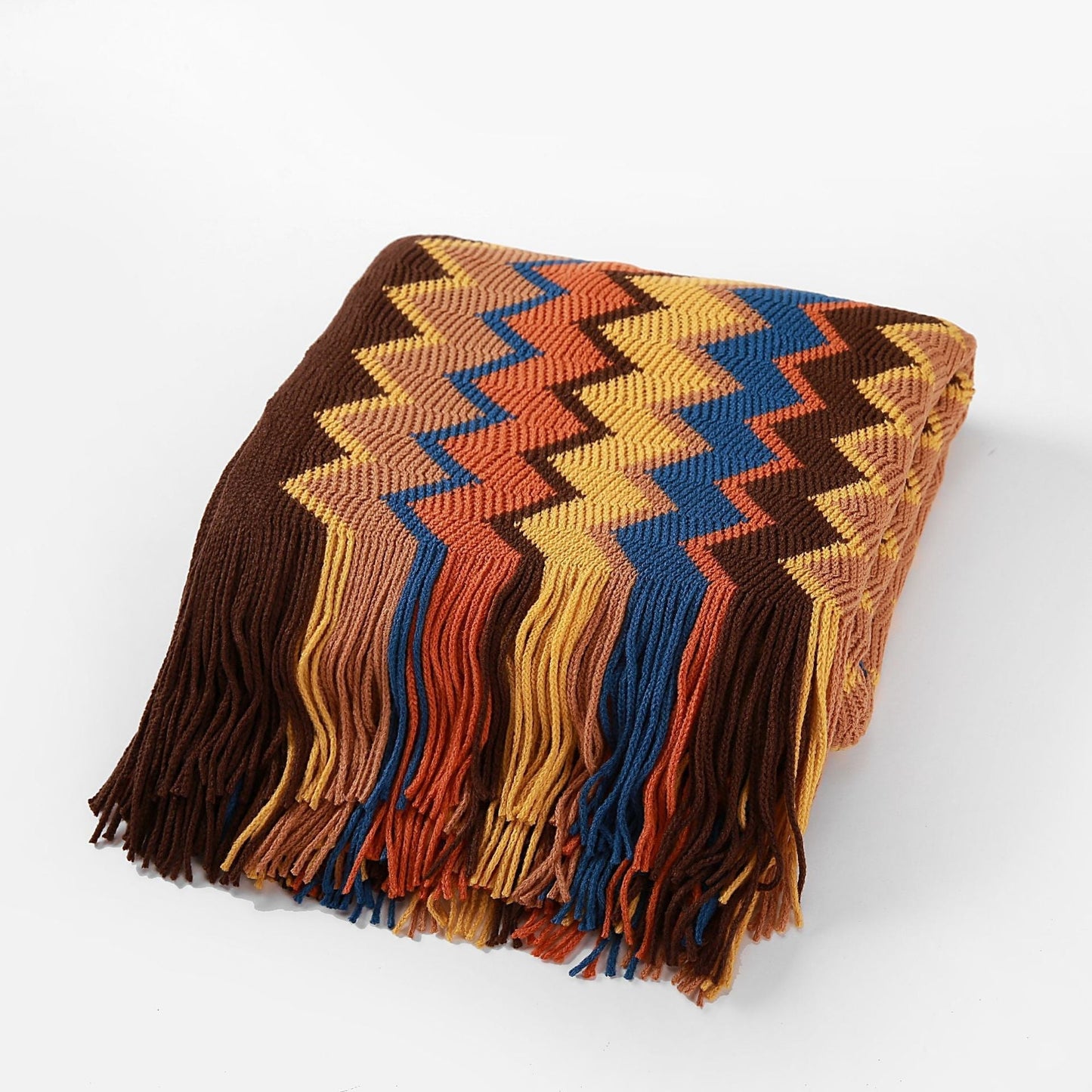 Bohemian Strickdecke mit Streifen