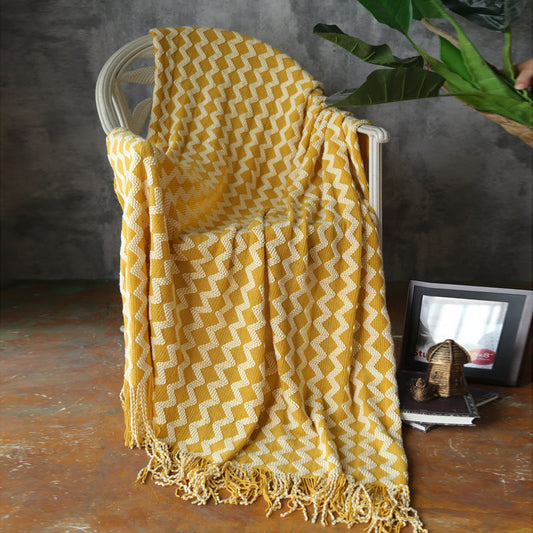 Zig Zag Fringe Chenille Blankek