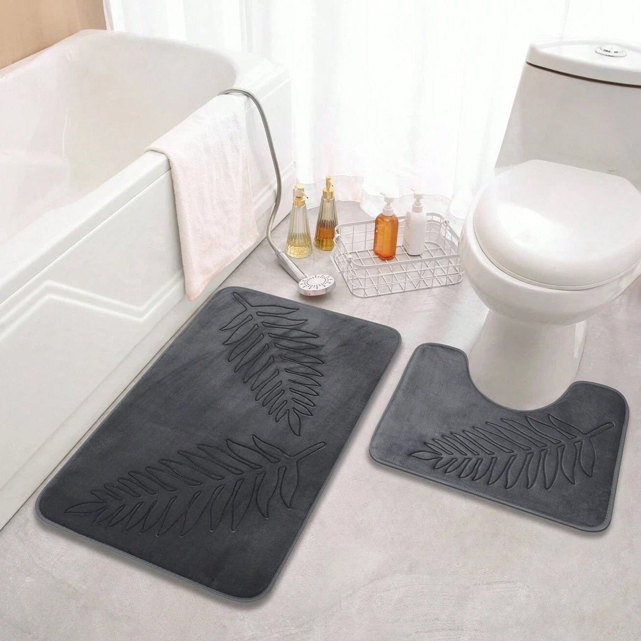 Luxuriöse rutschfeste Badematte Set 2-teilig