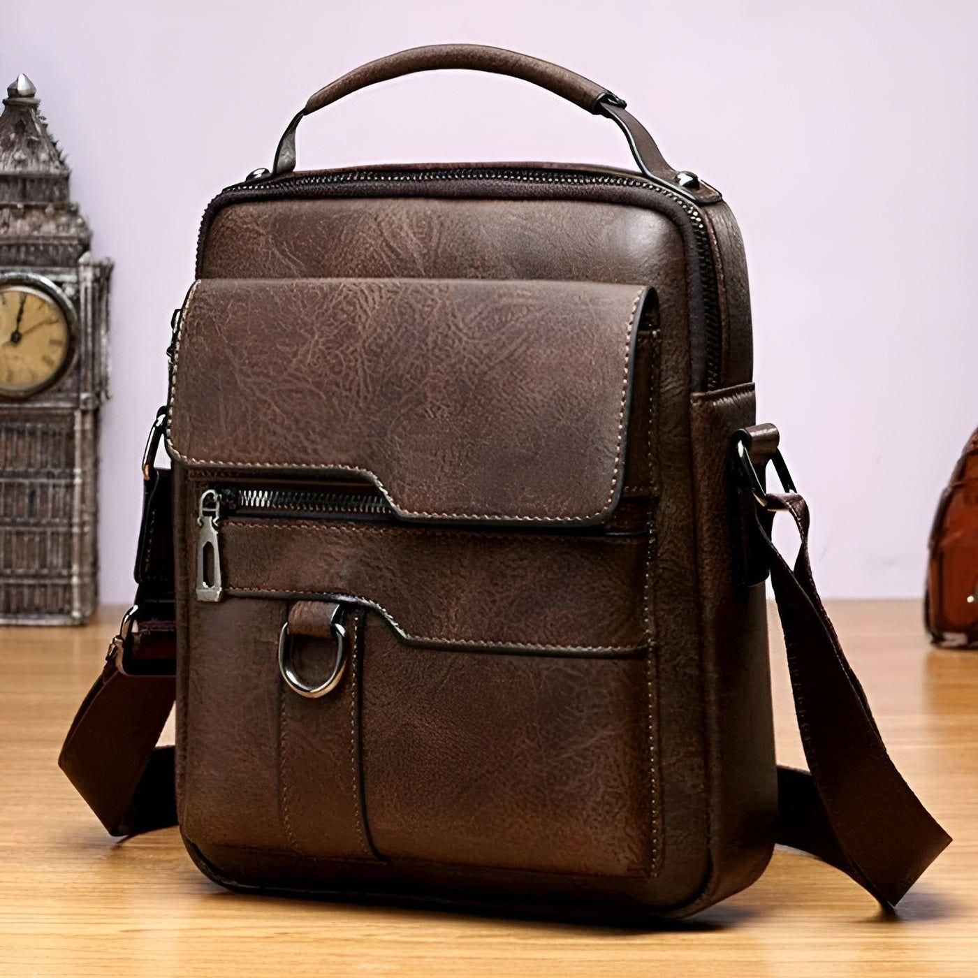 Herren Schultertasche aus Veganem Leder mit Verstellbarem Gurt – Stilvolle Schultertaschen Herren für Büro und Freizeit 2
