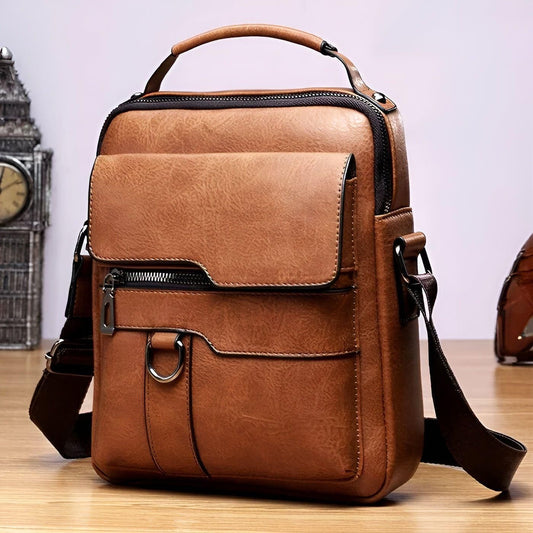 Herren Schultertasche aus Veganem Leder mit Verstellbarem Gurt – Stilvolle Schultertaschen Herren für Büro und Freizeit 1