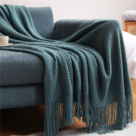 Nordische Strickdecke - Weich & Kuschelig - Perfekt für Wohnzimmer, Schlafzimmer & Terrasse