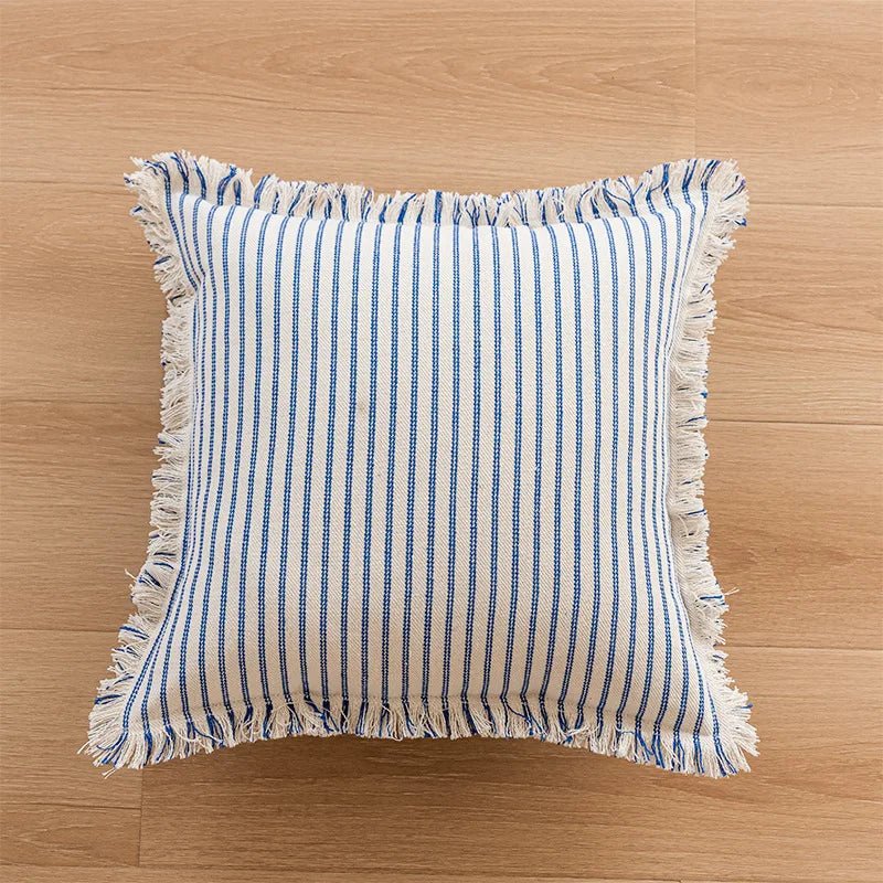 Variant image for Gestreifter Jacquard-Kissenbezug 45x45 cm aus Baumwolle mit Quasten – Verspielt für Sofakissen und Wohnräume-4